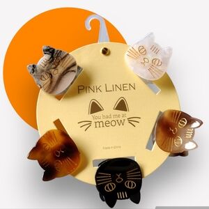 NWT Meow Cats Face Hair Clips Accessories